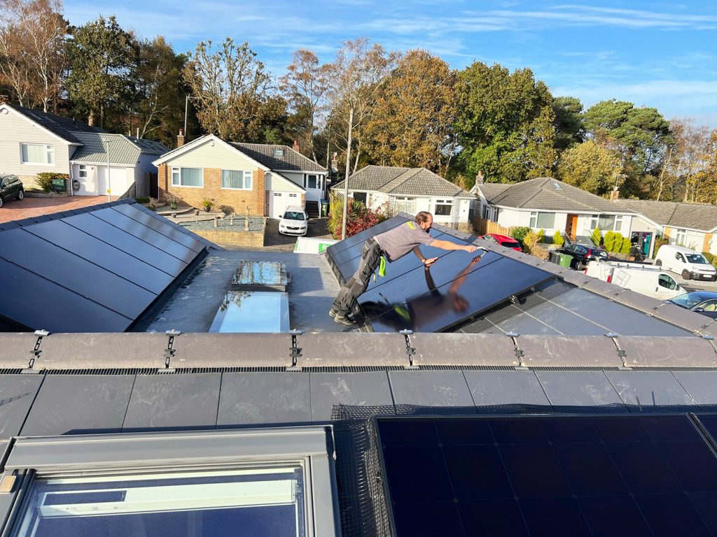 Cleaning solar panels in Broadstone